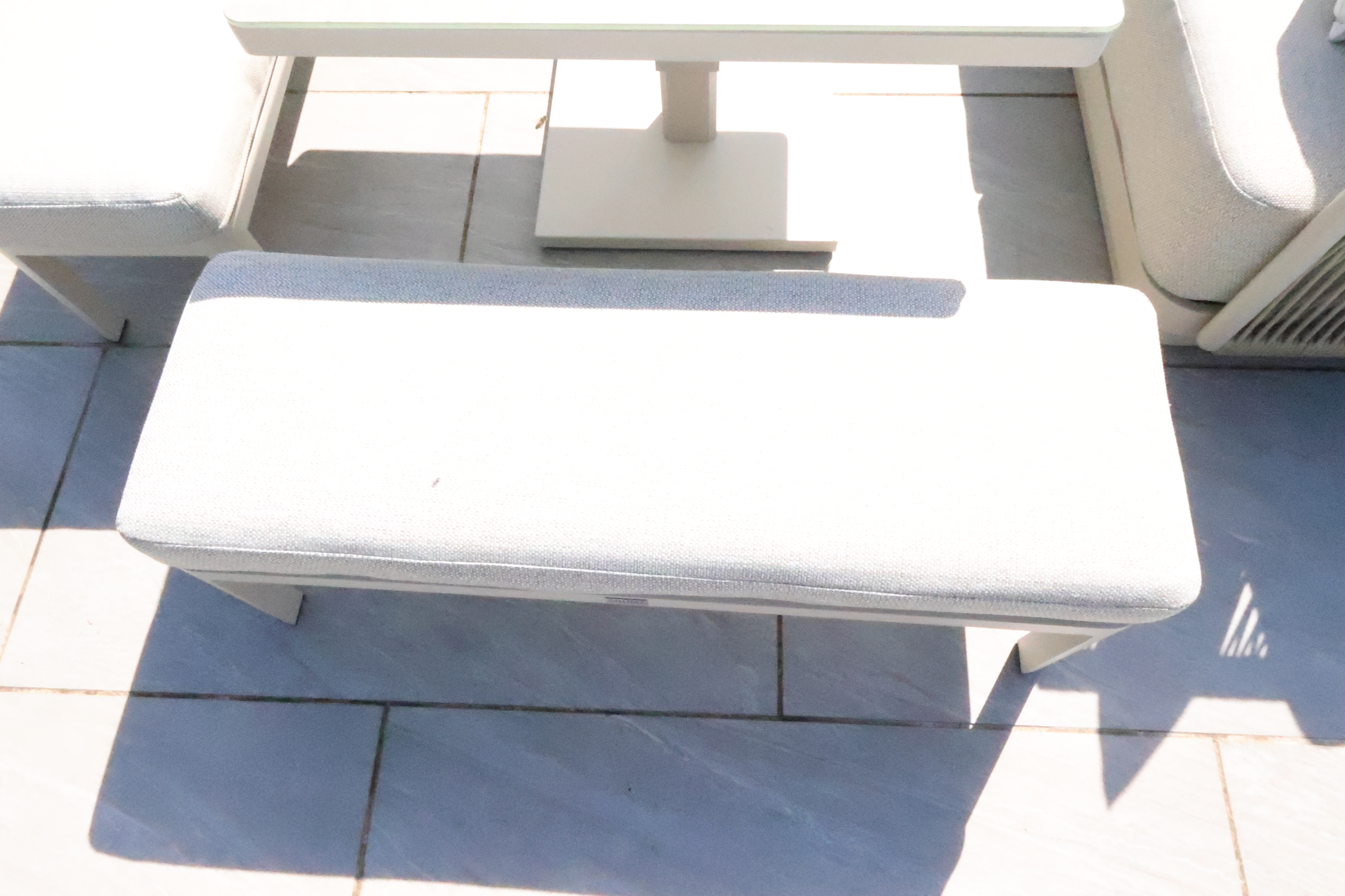 Chimes - Portofino Aluminium & Rope Compact Corner Dining Set With Rising Table - Cream